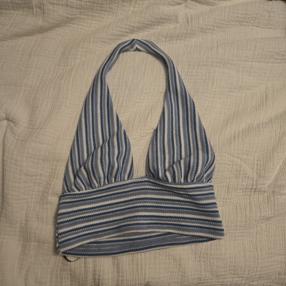 H&M Blue and White Striped Halter Tank Top - Picture 3 of 5